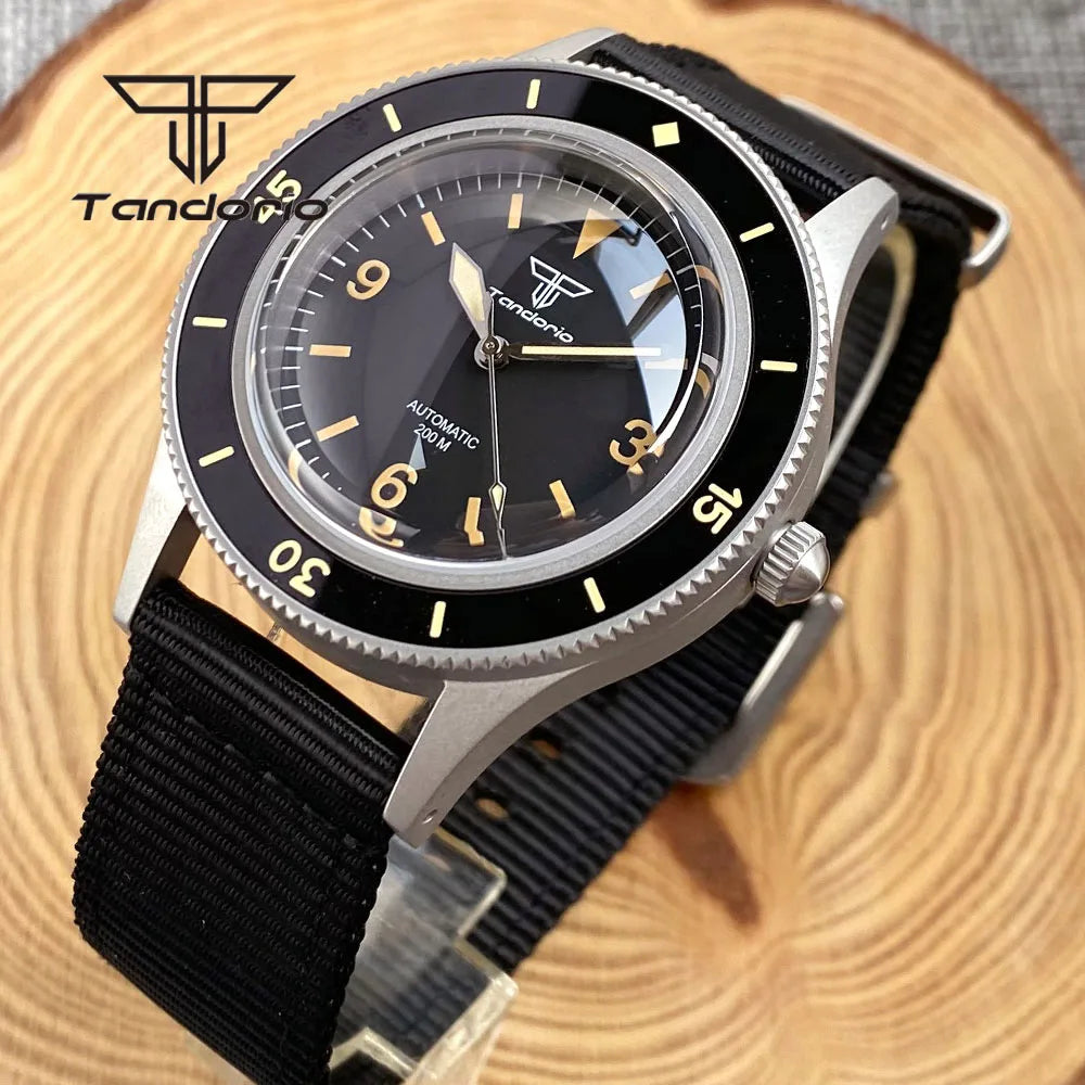 Tandorio Mechanical 40mm 50-Fathoms Style Men Watch Miyota8215/PT5000 Movt Domed Sapphire Glass Waterproof Wristwatch Luminous