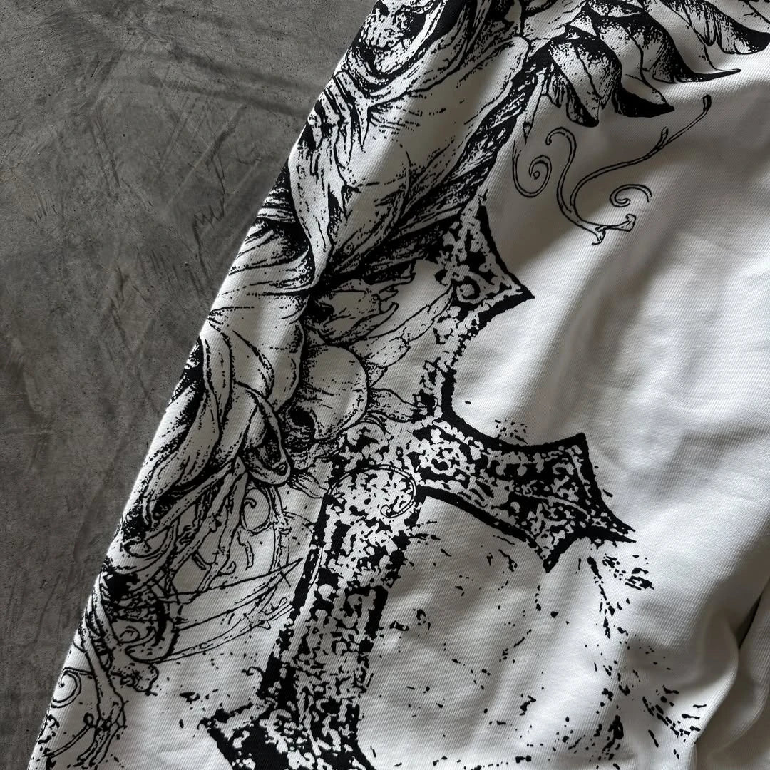 Y2K Retro Casual Pants Gothic Skull Direct Spray Printing Floor Pants Oversized Unisex Streetwear Fashion Men's Clothing Joggers