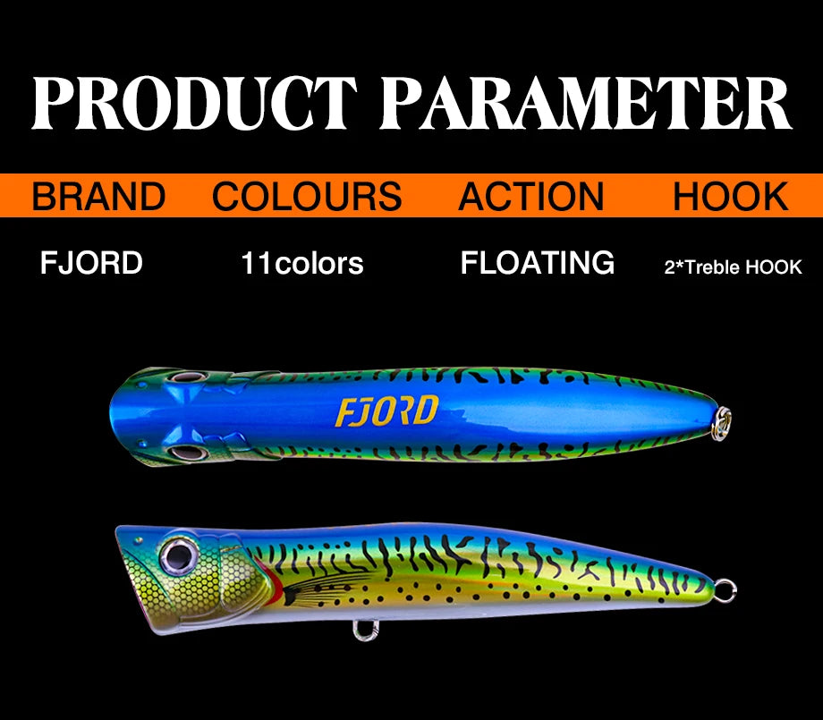 FJORD 180mm 80g Popper Hard Baits Swimbait Big Eye Fish Bait Lures New Arrivals 2025 Fishing Surface Walker Fishing Accessories