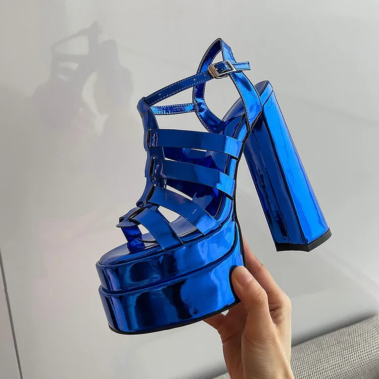 2024 Ladies High Heels Double Waterproof Platform Sandals for Women Luxury Brand Designer Summer Party Chunky Pumps and Shoes