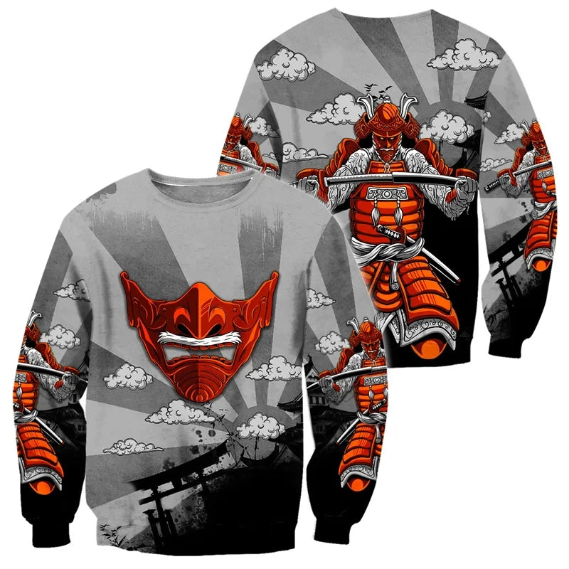 Cool Ghost Mask 3D Printed Hoodies For Men Flower Snake Pattern Long Sleeved Sweatshirt Autumn Oversized Round Neck Pullovers