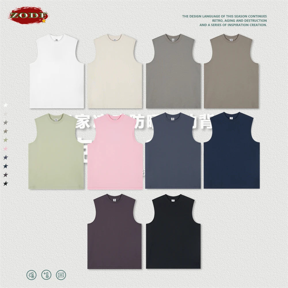 ZODF Trendy 2024 Men Quick Dry 230gsm Tank Tops Unisex Women Summer Breathable Cool Feeling Loose Sleeveless Tees Vest HY0772