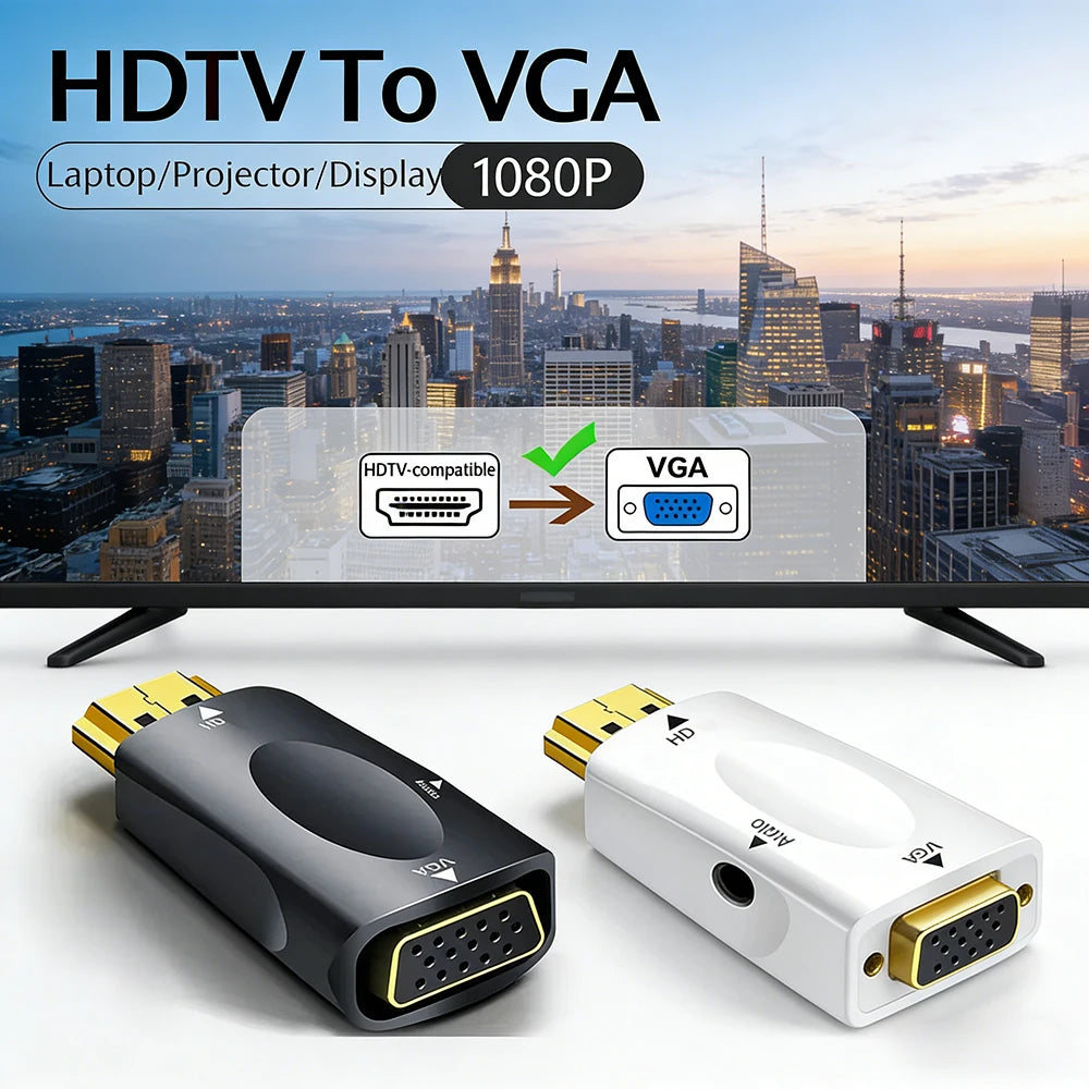 HDTV To VGA Cable Converter Male To Famale Converter Adapter 3.5mm Jack Audio HD 1080P for PC Laptop Tablet Connector