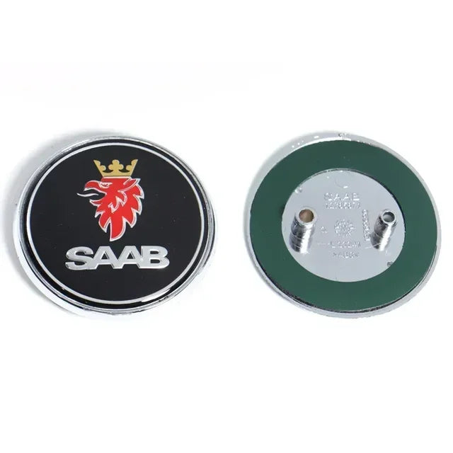 68mm 2 3 Pins SAAB Car Front Hood Bonnet Logo Rear Trunk Bumper Badge For SAAB 9 3 9 5 9-3 9-5 SAAB Emblem Sticker Accessories