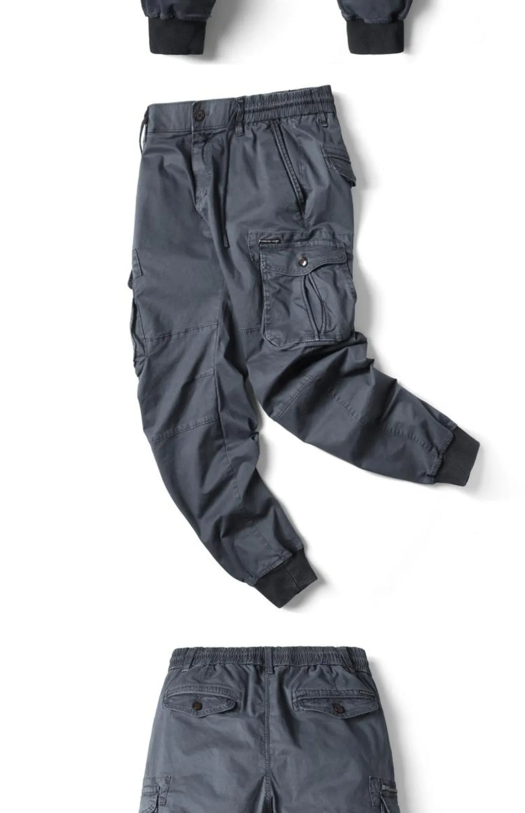 Spring Summer Men's Casual Fashion Work Pants Cuffed Multiple Pockets Slim Fit Youth Leisure Trousers Trendy Brand