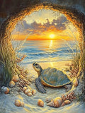 Huacan 5D DIY Diamond Painting Sunset Sea Turtle Diamond Embroidery Animal Landscape Full Kits New Arrivals