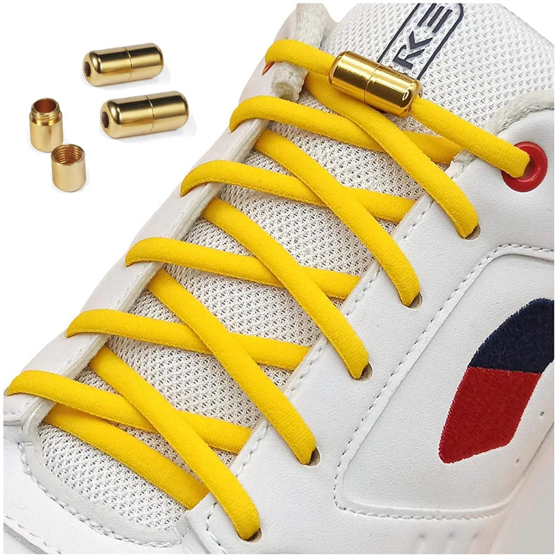 Clearance_21 Colors No Tie Shoelaces For Sneakers Elastic Shoe Laces Round Metal Lock Lazy Shoelace 1 Second quick on and off un