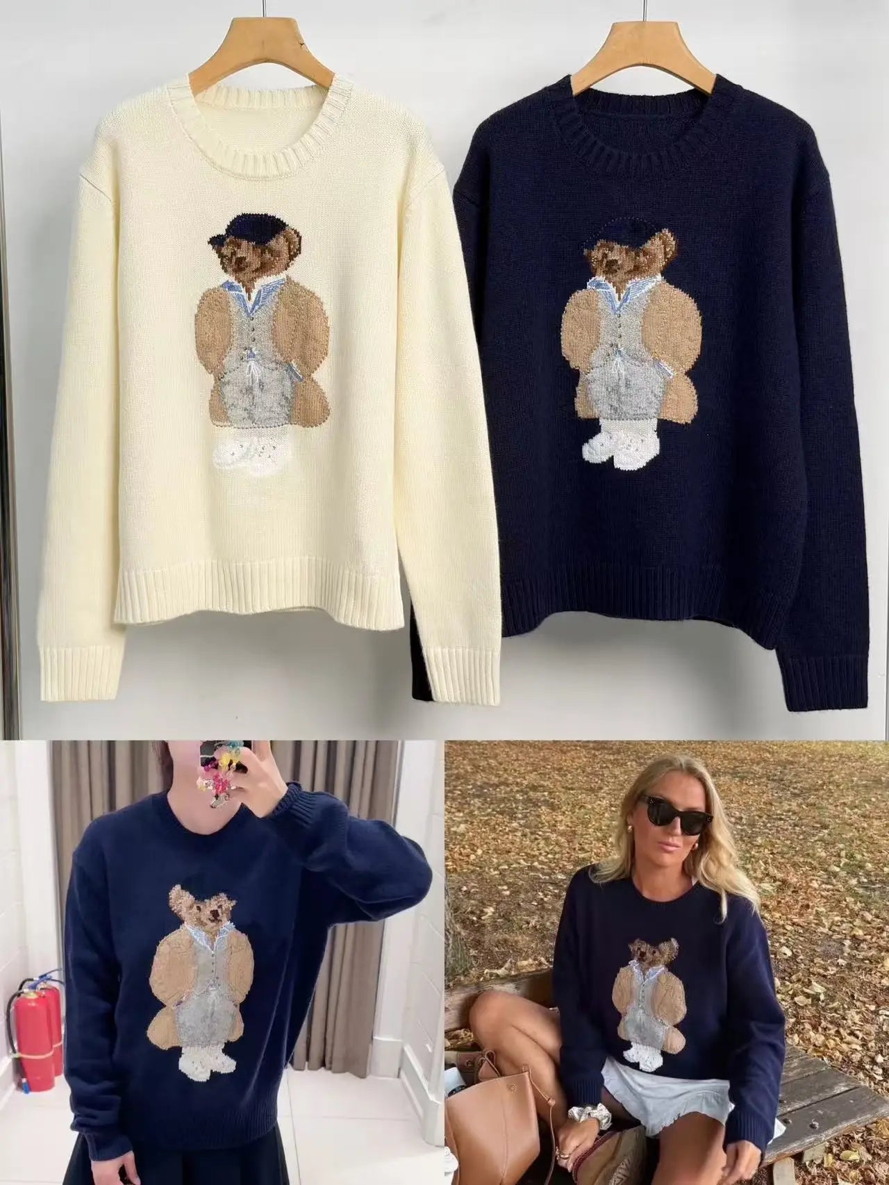 2025 New Autumn/Winter Women's Sweater High Quality Fashion Exquisite Cartoon Jacket  RL Teddy Bear 90% Wool+10% Cashmere Hoodie
