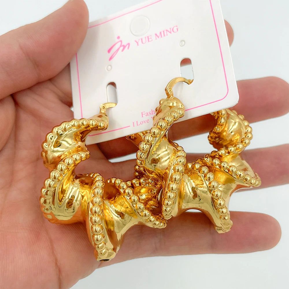Dubai Large Party Earring  Plated Fashion Trend Jewelry African Nigerian Women Earrings