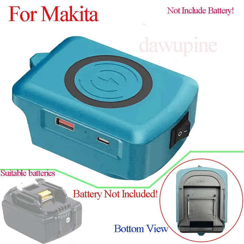 For Makita For Dewalt 20V For Milwaukee For M18 For Bosch 18V Lithium Battery Wireless Charger Adapter USB Type C Power Bank