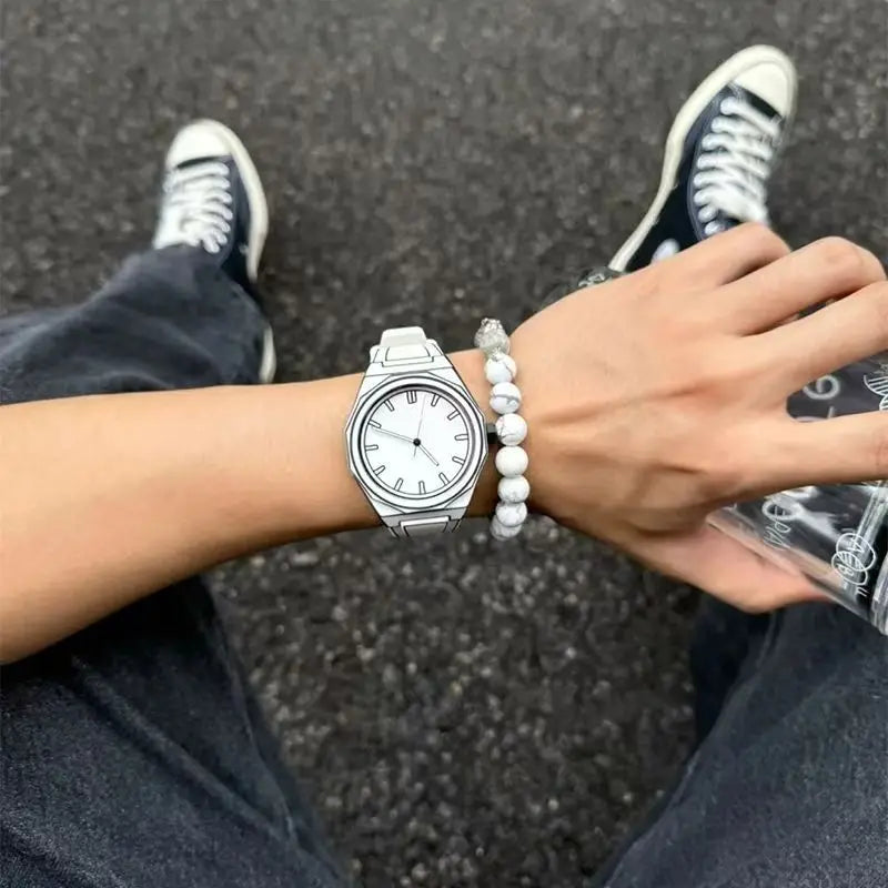 MAYZHISU Men's Watches Comic-book Style Men Quartz Wristwatch Silicone Strap Waterproof Cartoon Luxury Unisex Male's Clock Watch