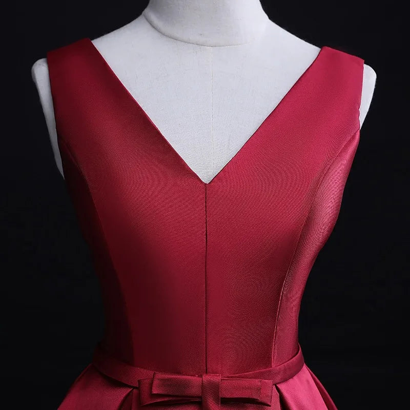 Sexy V Neck White Satin Midi Bride Dress Summer Elegant Prom Evening Wedding Bridesmaid Guest Long Party Dresses for Women 2023