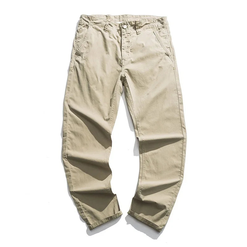 Khaki Gray Black Pants For Men Straight Casual Pants Men Clothing Overalls 2025 Spring Summer Cotton Work Trousers Male