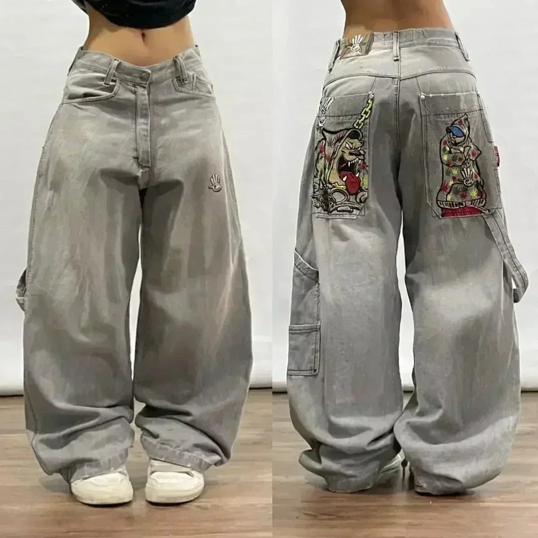 Affliction New Jeans American New Fashion Embroidered Loose Jeans Men and Women Street Casual Floor Mopping Pants