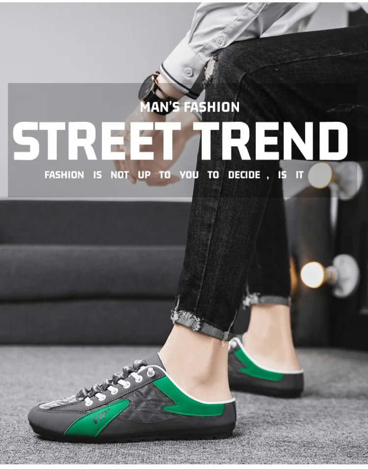 Half Slippers for Men Trendy Men's Flat Bottom Casual Shoes Soft Sole Support Shoes Men's Sneakers Zapatos De Hombre 2024