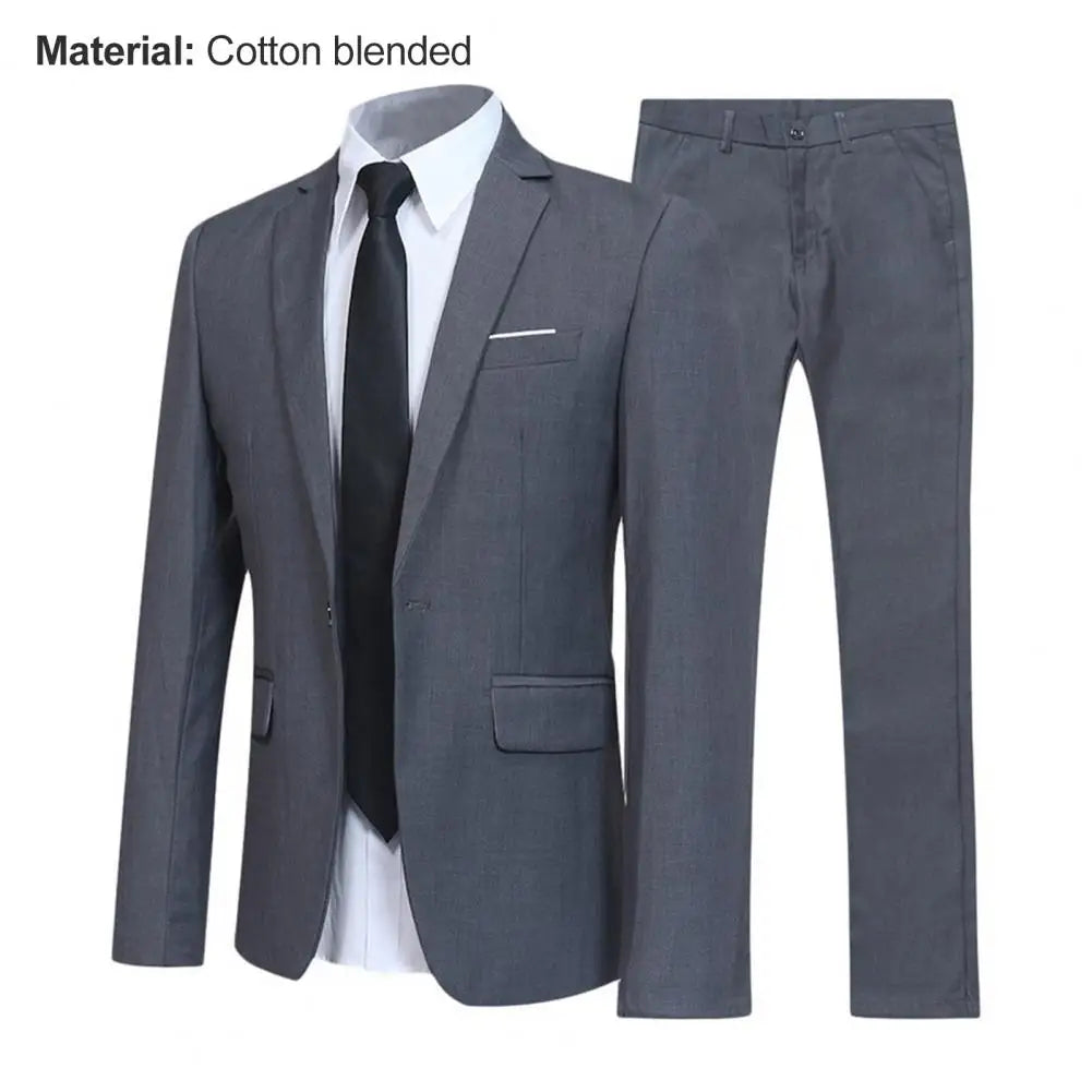 2026 Men's Business Casual Formal Dress Two-piece Suit Trendy Office Wedding Groom Suit Set Men Clothing Blazer Suits Pants Set
