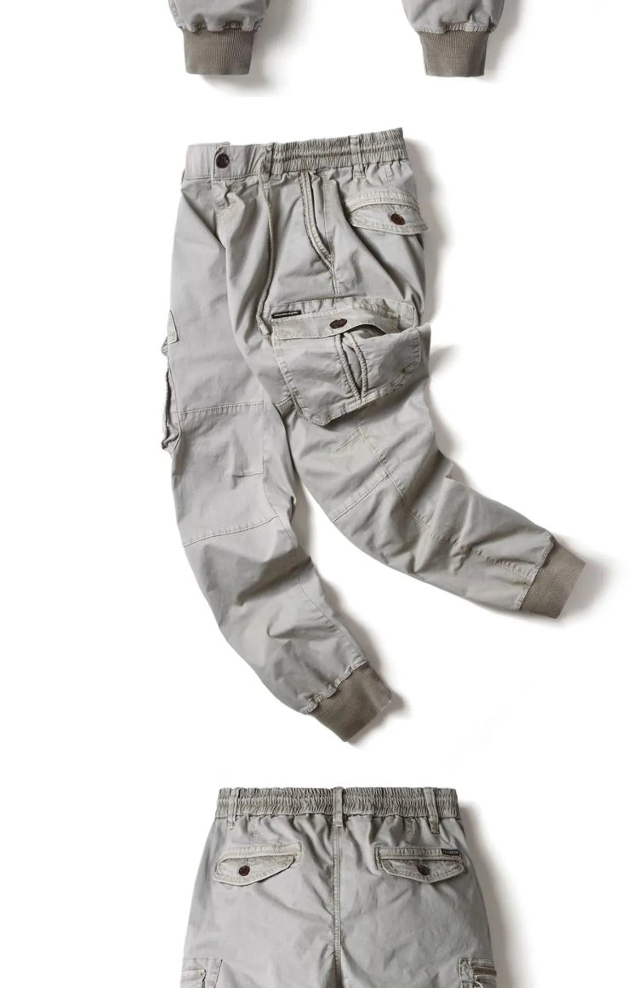 Spring Summer Men's Casual Fashion Work Pants Cuffed Multiple Pockets Slim Fit Youth Leisure Trousers Trendy Brand
