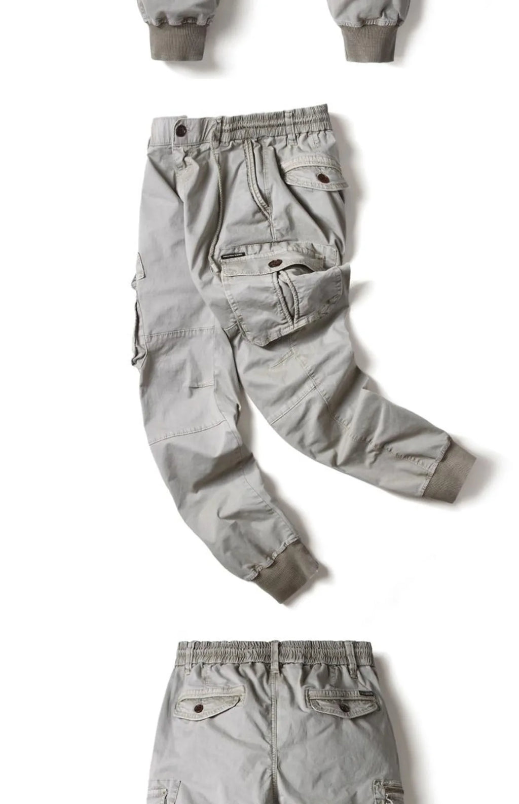 Spring Summer Men's Casual Fashion Work Pants Cuffed Multiple Pockets Slim Fit Youth Leisure Trousers Trendy Brand