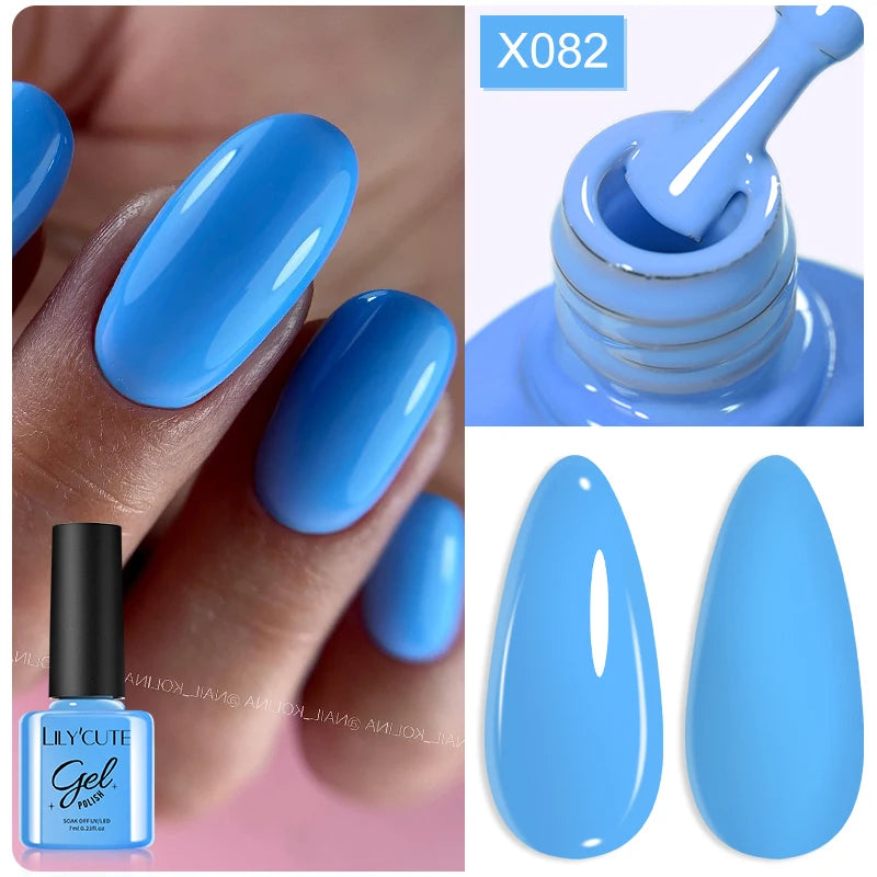 LILYCUTE 7ML Black White Color Gel Nail Polish Summer Colorful Gel Nail Art Semi Permanent UV Gel Soak Off UV LED Gel Varnishes