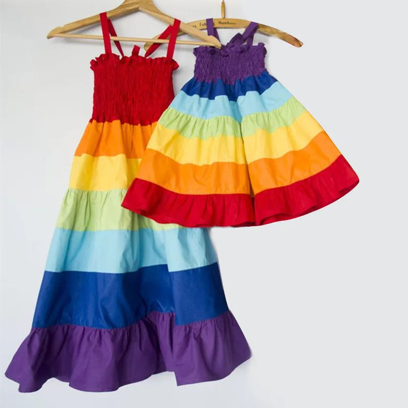 Summer Long Dress Robe Femme Casual Family Matching Outfits Boho Children's Clothing Beach Mother Daughter Dress Vestidos
