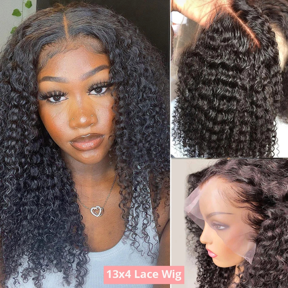 Short Bob Wig Water Wave Curly Human Hair Wig For Women Nature Black Deep Wave 13x6 Hd Lace Frontal Wigs Preplucked