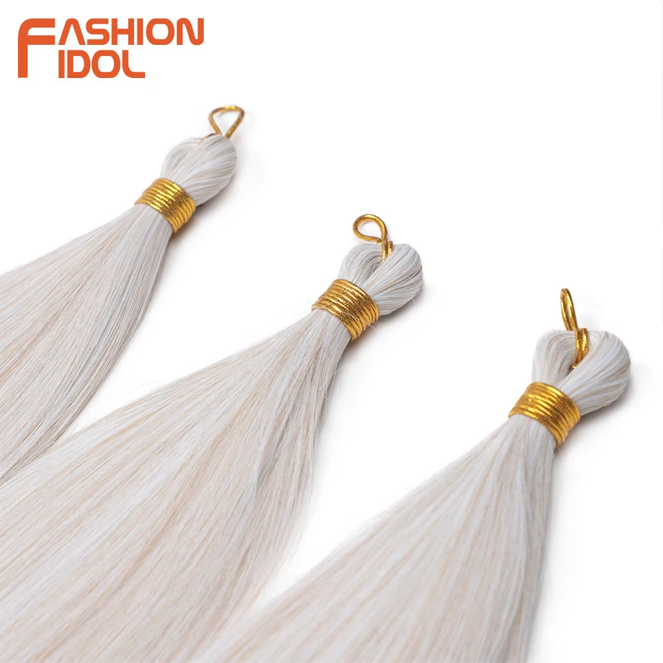 28" 3PCS 300g Ariel Straight Pony Hair Bundles Crochet Braids Hair Synthetic Braiding Hair Ombre Blonde Crochet Hair Extensions