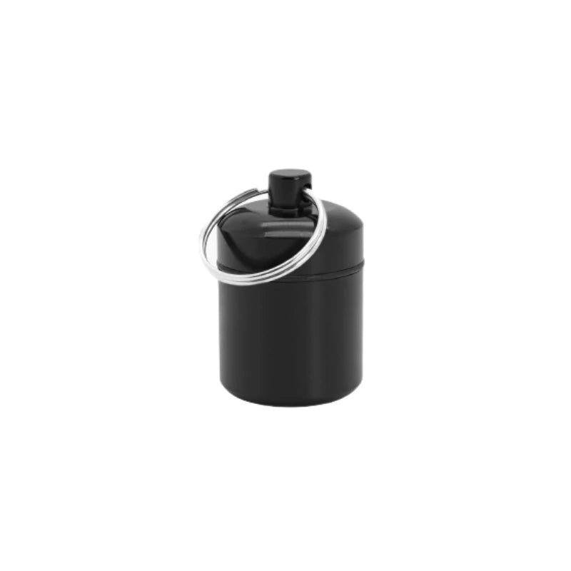 Aluminum Waterproof Pill Box with Sealed Storage, Flat Head, and Keychain for Vitamins Medicine and Fish Oils