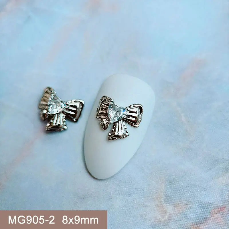 10pcs Summer Shell Starfish Cherry Zircon Crystals Metal Nails Jewelry Decorations Nail Art Accessories Charms Parts Supplies