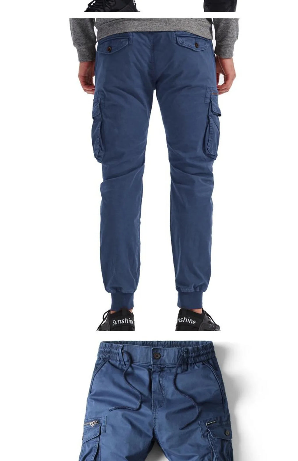 Spring Summer Men's Casual Fashion Work Pants Cuffed Multiple Pockets Slim Fit Youth Leisure Trousers Trendy Brand