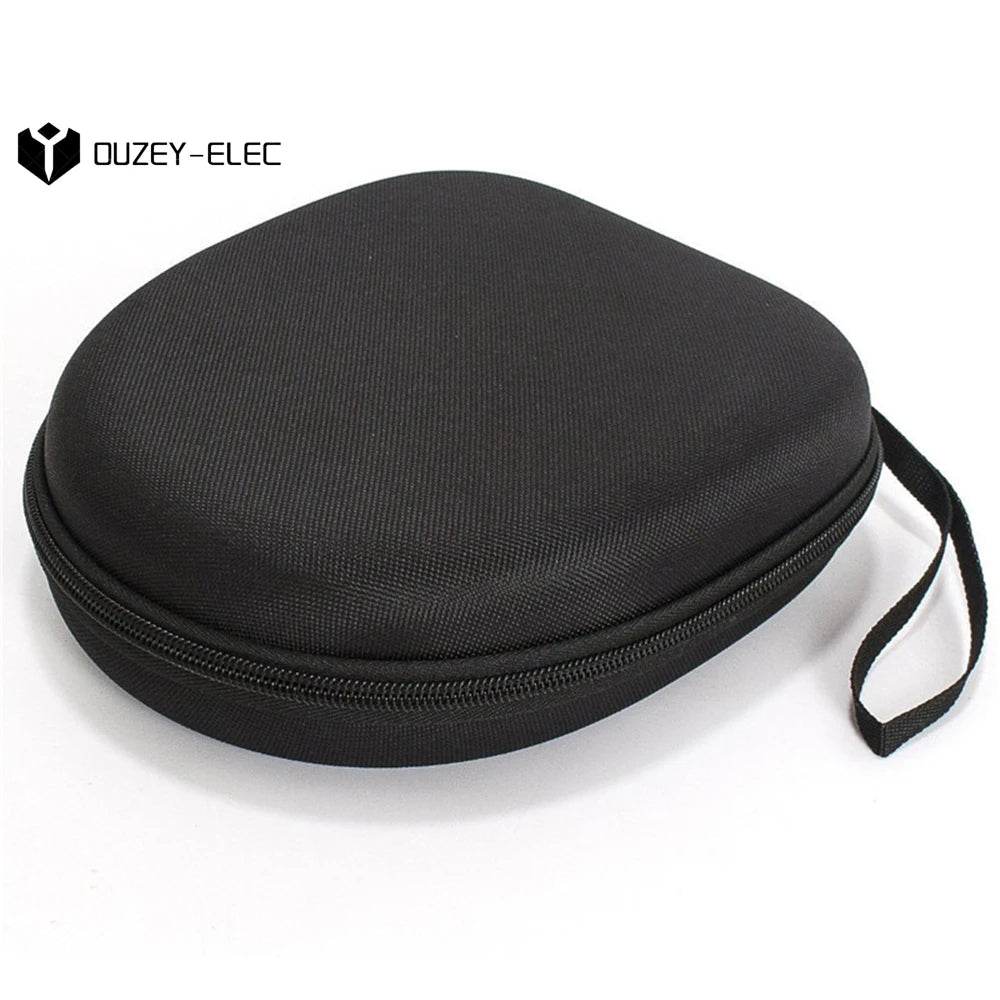 Portable Earphone Storage Bag Protective Hard Shell Black Headphone Carry Hard Case Data Cable Storage Box for Travel Headset