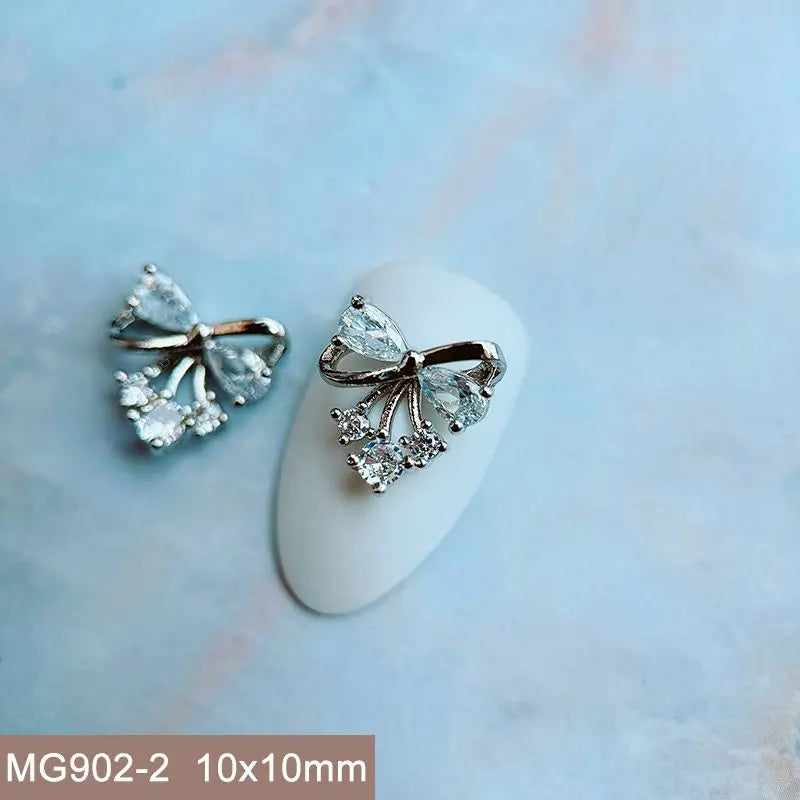 10pcs Summer Shell Starfish Cherry Zircon Crystals Metal Nails Jewelry Decorations Nail Art Accessories Charms Parts Supplies
