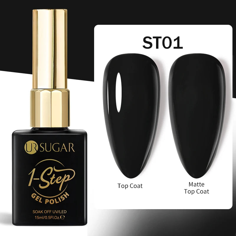 UR SUGAR 1-step Gel Polish 12ML Glitter Nail Spring Summer White Nude Pink Gel Nail Polish 3 IN 1 No Need Base Gel and Top Coat