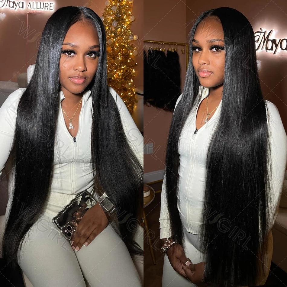 Wigirl HD 30 40 Inch Straight 13x6 Human Hair Lace Frontal Wigs 200% Brazilian Remy PrePlucked 13x4 Lace Front Wig For Women