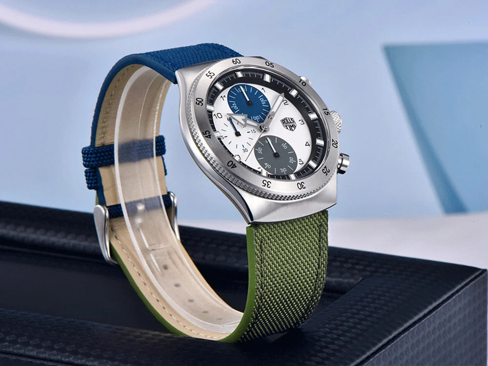 2026 new men's casual quartz watch top luxury sapphire TMI VD55 nylon men's chronograph waterproof sports men's watch luminous