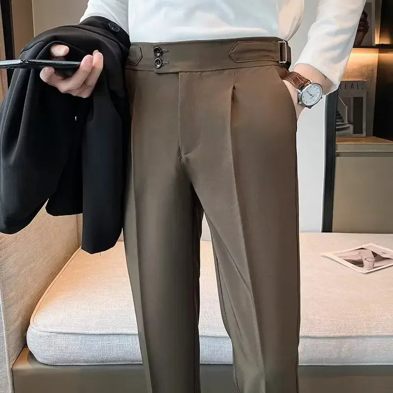 Wide Leg Male Suit Trousers Plus Big Size Gray Men's Summer Pants Formal Clothes Offer Luxury Thin Casual Work Wear Fabric 2025
