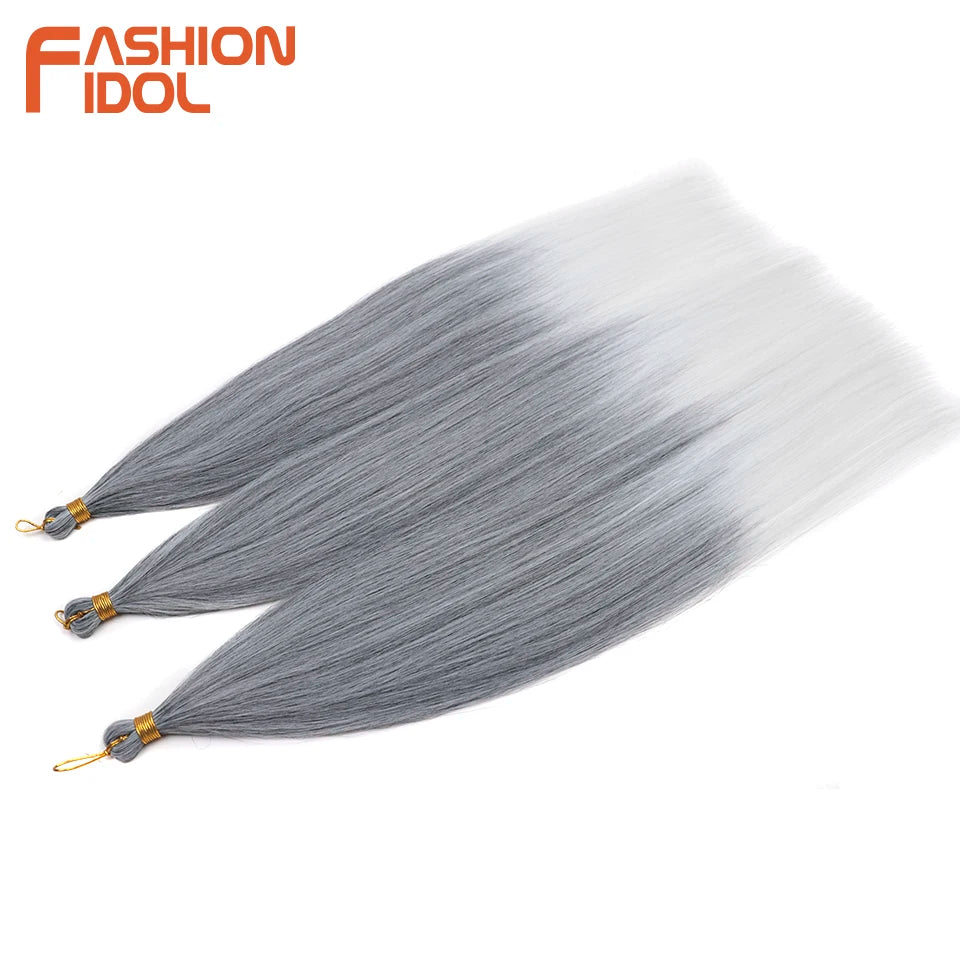 28" 3PCS 300g Ariel Straight Pony Hair Bundles Crochet Braids Hair Synthetic Braiding Hair Ombre Blonde Crochet Hair Extensions