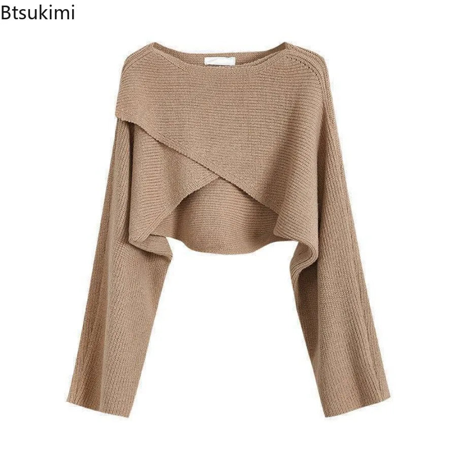 Autumn Fashion Knitted Pullover Elegant O Neck Sweater Women New Casual Solid Color Loose Long Sleeve Hem Irregular Women Top
