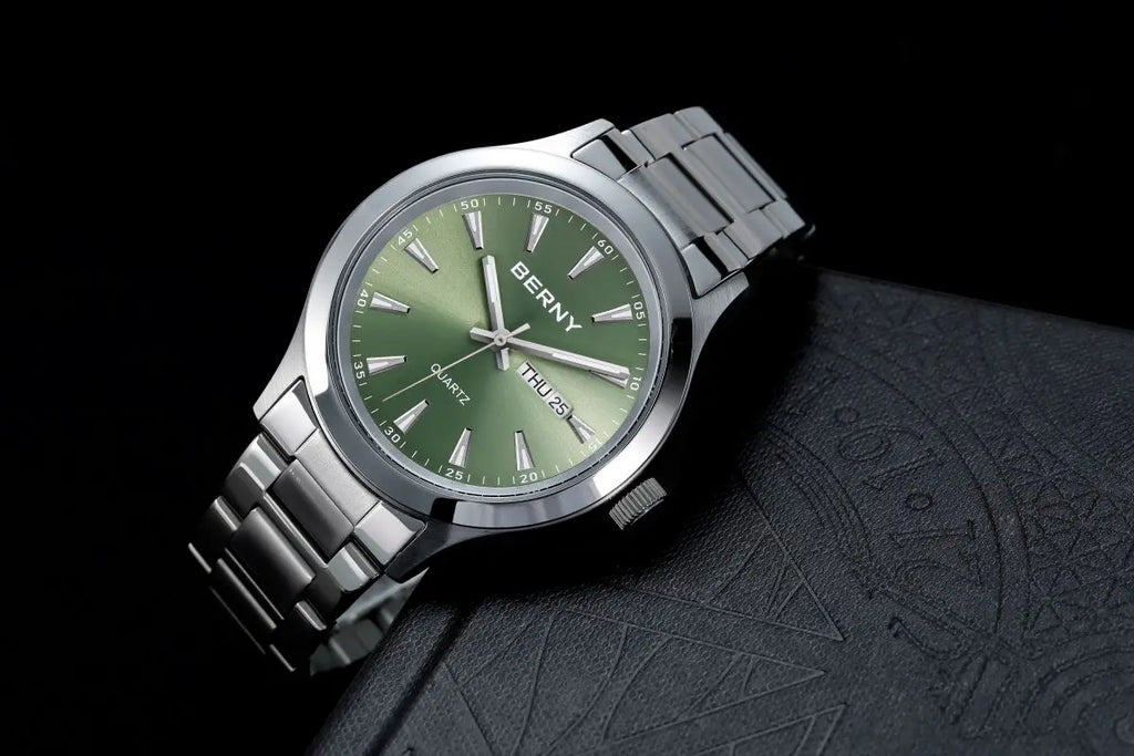 BERNY Watches for Men 40mm Luminous Elegance Dress Quartz Watch Calendar Week Luxury Waterproof Casual Business Men's Wristwatch