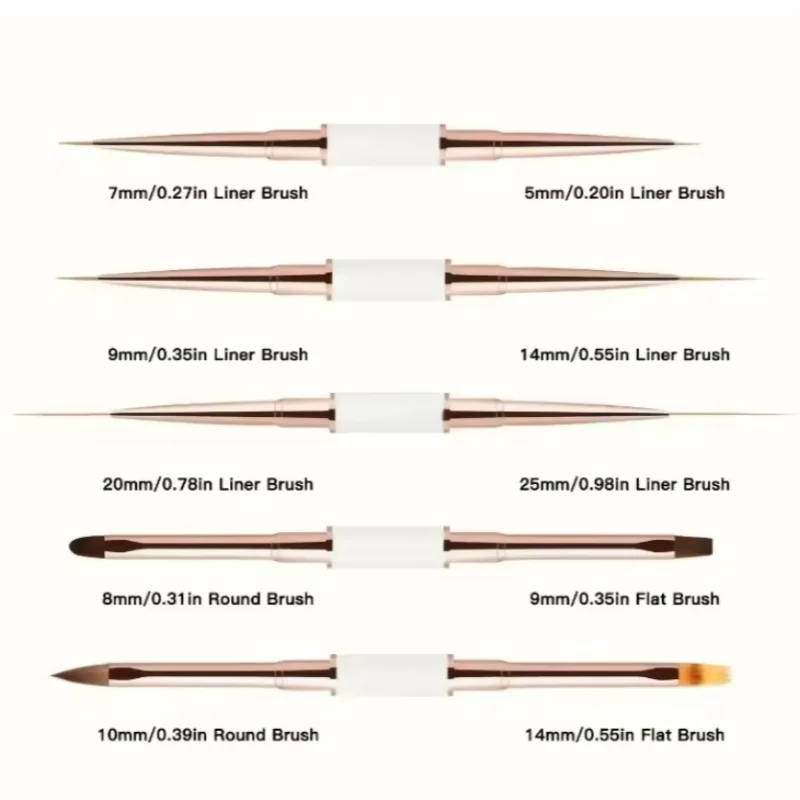 5Pcs Dual End Nail Art Pen Brushes Double-Ended Nail Art Brushes For Long Lines Professional nail tools