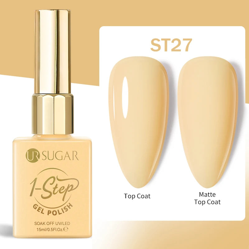 UR SUGAR 1-step Gel Polish 12ML Glitter Nail Spring Summer White Nude Pink Gel Nail Polish 3 IN 1 No Need Base Gel and Top Coat