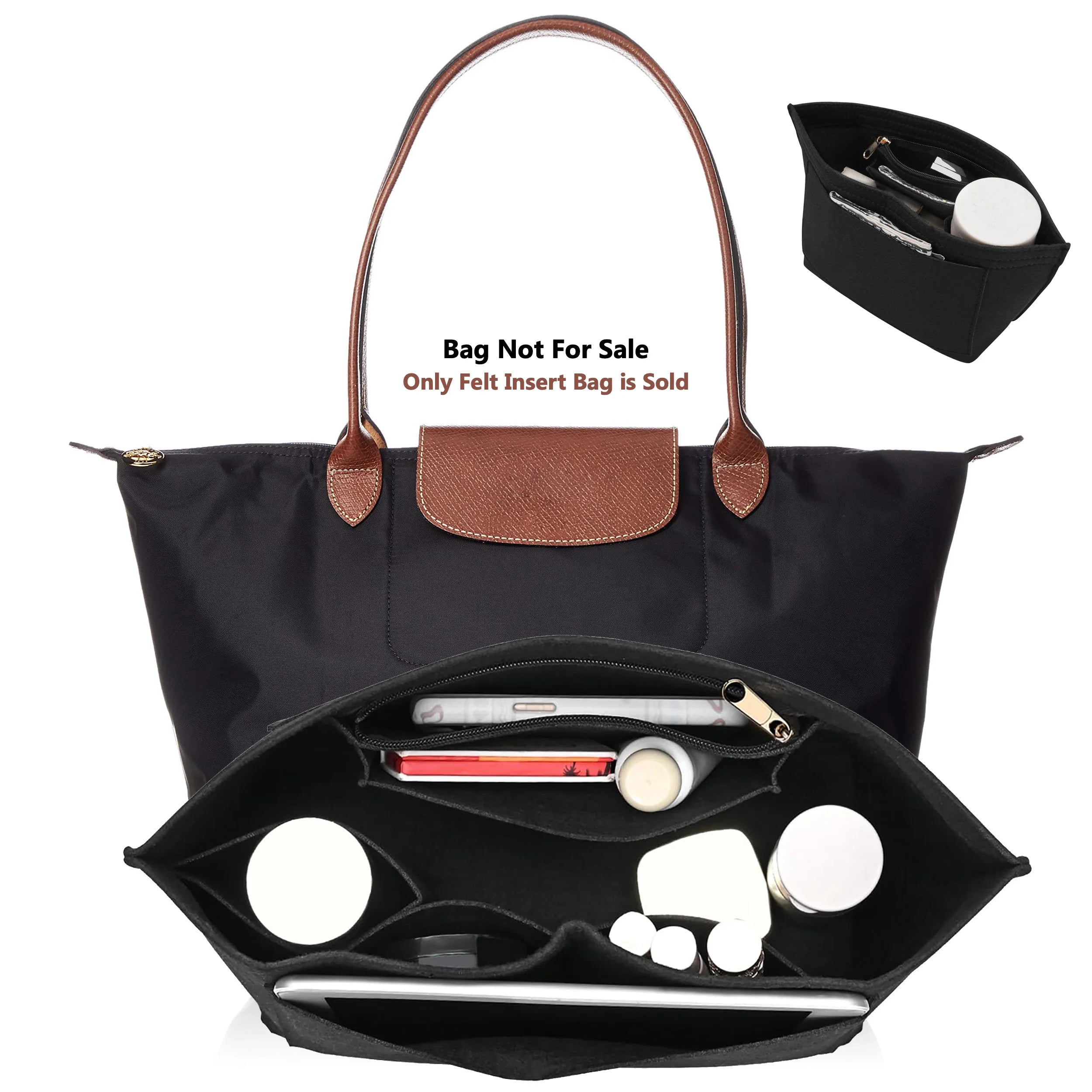 Felt Insert Bag Fits For Handbag Liner Bag Felt Cloth Makeup Bag Support Travel Portable Insert Purse Organizer