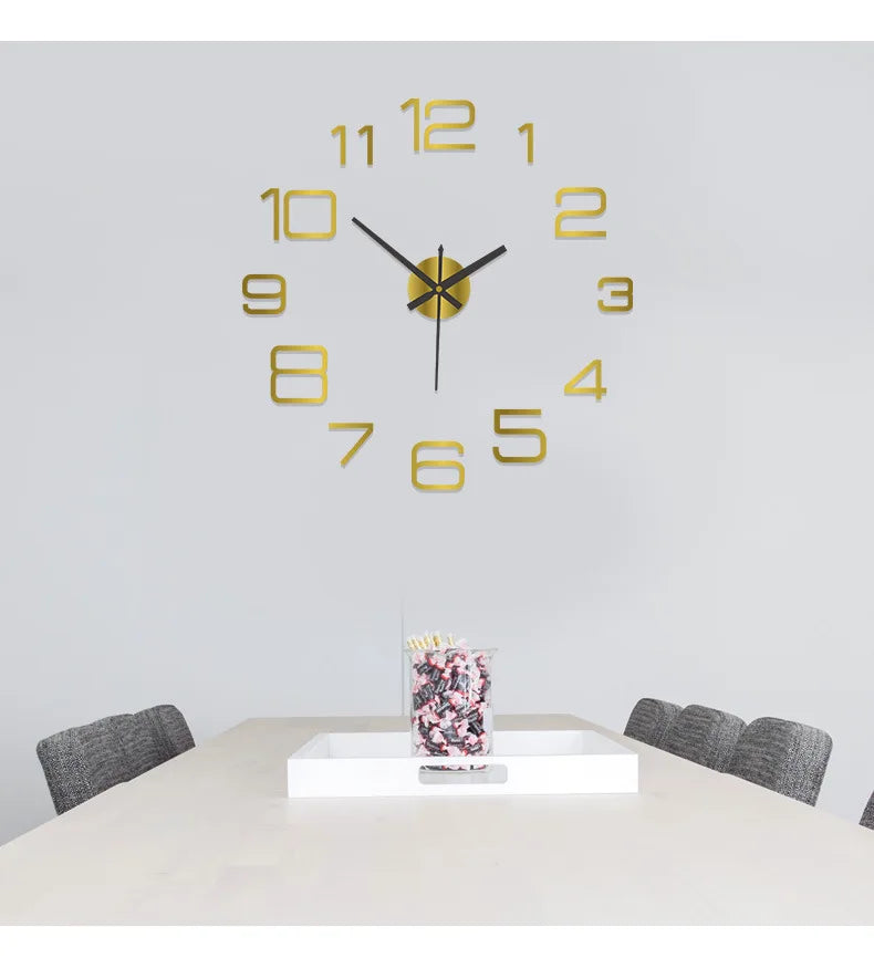 2023 Modern Design Large Wall Clock 3D DIY Quartz Clocks Fashion Watches Acrylic Mirror Stickers Living Room Home Decor Horloge