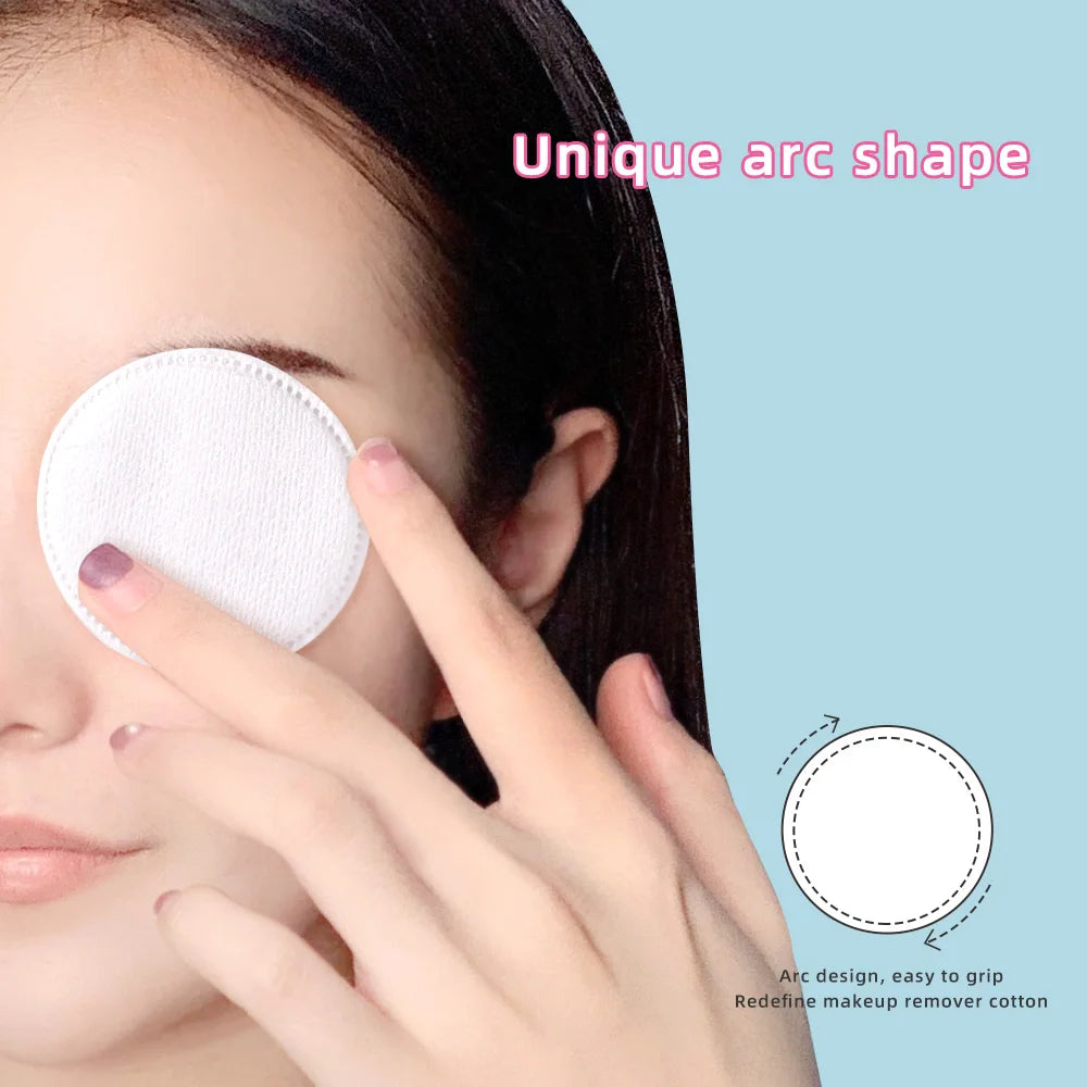 100pcs soft and breathable circular makeup remover pads, double-sided textured cotton pads, used for daily facial cleansing