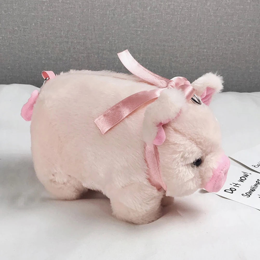 Pink Piglet Plush Bag Korean Version Large Capacity Lady Shoulder Bag Cartoon Ins Cute Doll Messenger Bag Handbags Crossbody