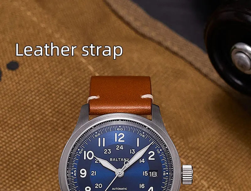 Baltany Military Field Watch S2049 Sapphire Calendar 24H Indicator Luxury Men's NH35 Auto Mechanical Homage Waterproof Watches