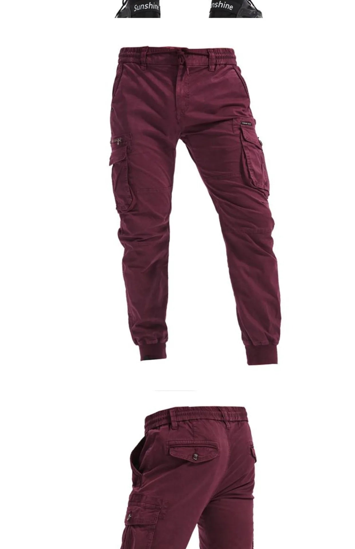 Spring Summer Men's Casual Fashion Work Pants Cuffed Multiple Pockets Slim Fit Youth Leisure Trousers Trendy Brand
