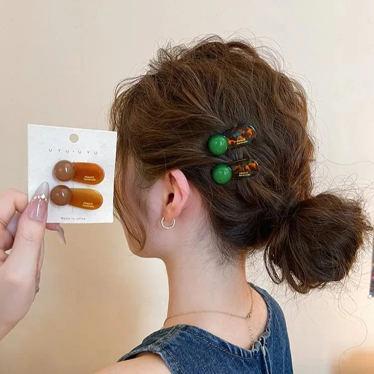 2pcs/set Mini Hair Clips for Women Sweet 3.5cm Bangs Edge Clip Cute Acetate Duckbill Girl New Arrivals Headwear Hair Accessories