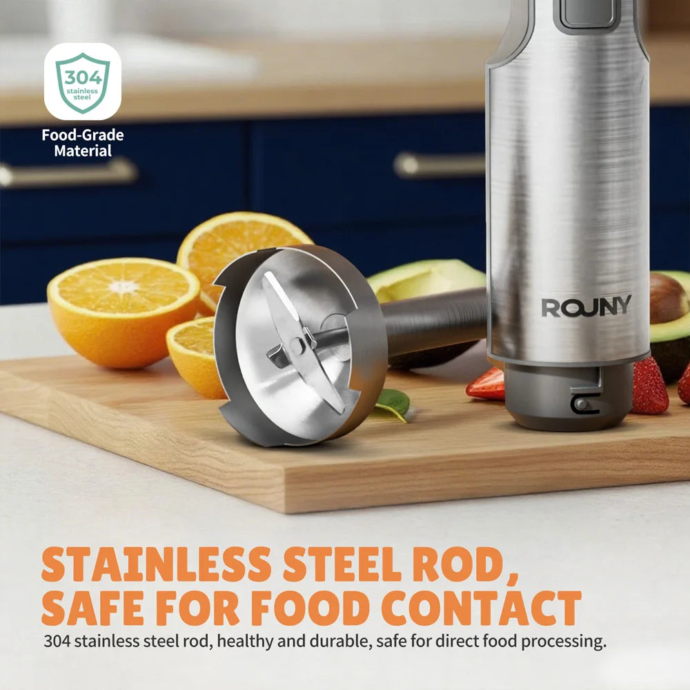 Powerful Immersion Blender,4-in-1 Stainless Steel Stick Baby Food Mixer,700ml Mixing Beaker,500ml Processor,Whisk, MAX 1200W