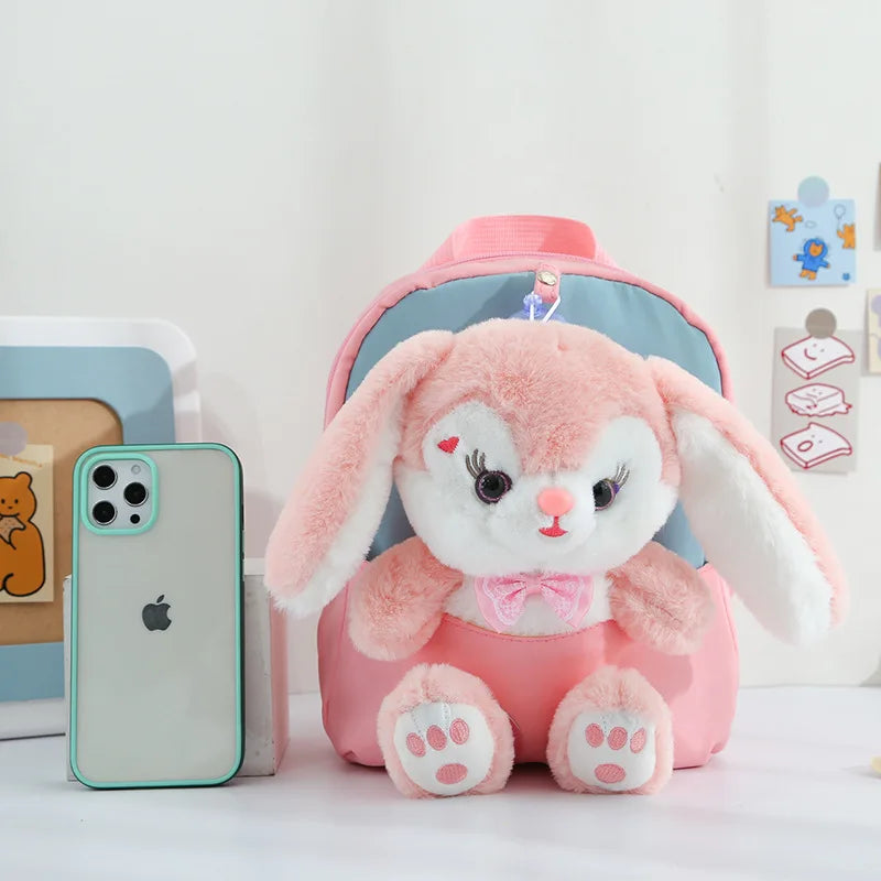 حقيبة ظهر قطيفة ثلاثية الأبعاد بتصميم أرنب للأولاد والبنات والأطفال، حقيبة مدرسية بتصميم كرتوني لطيف على شكل ربطة عنق، حقيبة روضة أطفال، حقيبة أطفال ما قبل المدرسة