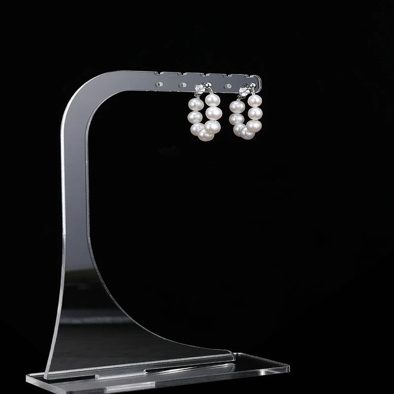 5-6mm Natural Freshwater Pearls Flat Round Shape Earrings 925 Sterling Silver Fashion Trendy Style Jewelry Gifts for Women